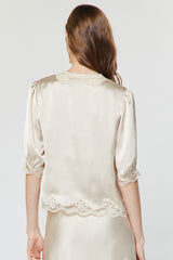 Ivory Romance Lace Satin Blouse