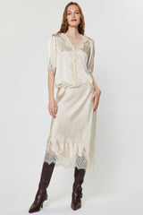 Ivory Romance Lace Satin Blouse