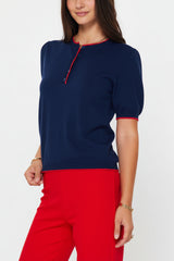 Contrast Edge Detail Short Sleeve Sweater