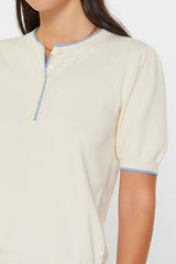 Contrast Edge Detail Short Sleeve Sweater