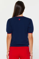 Contrast Edge Detail Short Sleeve Sweater