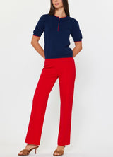 Contrast Edge Detail Short Sleeve Sweater
