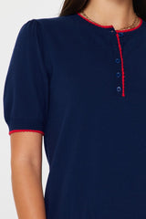 Contrast Edge Detail Short Sleeve Sweater