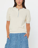 Contrast Edge Detail Short Sleeve Sweater