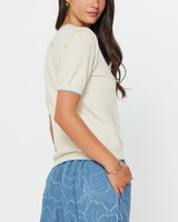 Contrast Edge Detail Short Sleeve Sweater