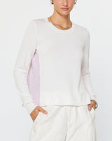 Knit Front Striped Woven Back Top