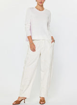 Knit Front Striped Woven Back Top