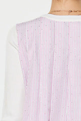 Knit Front Striped Woven Back Top