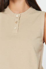 Sleeveless Henley Knit Vest