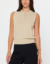 Sleeveless Henley Knit Vest