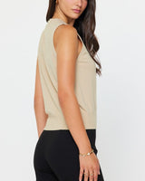 Sleeveless Henley Knit Vest