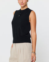 Sleeveless Henley Knit Vest