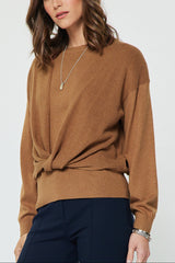 Cotton Cashmere Twist Front Layered Sweater