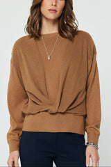 Cotton Cashmere Twist Front Layered Sweater