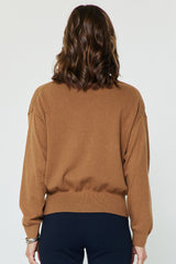 Cotton Cashmere Twist Front Layered Sweater