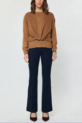 Cotton Cashmere Twist Front Layered Sweater