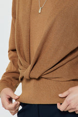 Cotton Cashmere Twist Front Layered Sweater