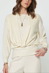 Cotton Cashmere Twist Front Layered Sweater