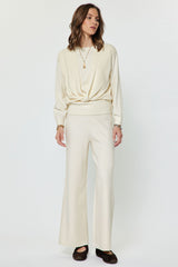 Cotton Cashmere Twist Front Layered Sweater