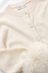Faux Fur Cuff Knit Cardigan (Espresso & Ivory)