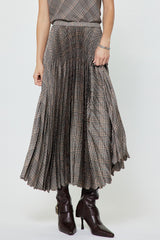 Chic Plaid Pleated Midi Skirt