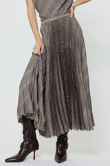 Chic Plaid Pleated Midi Skirt