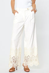 High Waist Crochet Detail Wide Leg Pants