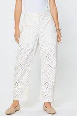 Eyelet Embroidered Cotton Barrel Pants (2 Color Ways)