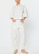 Eyelet Embroidered Cotton Barrel Pants (2 Color Ways)