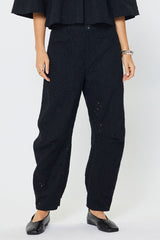 Eyelet Embroidered Cotton Barrel Pants (2 Color Ways)