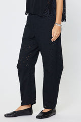 Eyelet Embroidered Cotton Barrel Pants (2 Color Ways)