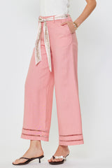 High-Rise Wide Leg Pants with Scarf Belt