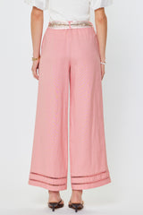 High-Rise Wide Leg Pants with Scarf Belt