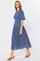 Embroidered Half Sleeves Maxi Dress