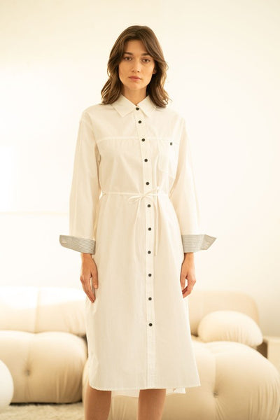 white christmas dresses Xiaolizi Linen Shirt Dress – Vintage Belted Swing Midi Dress 5674