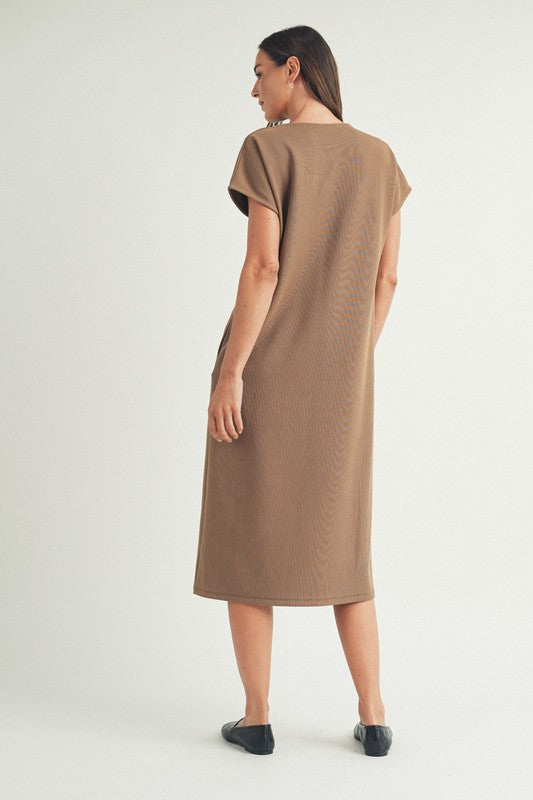 V-Neck Relaxed Midi Dress