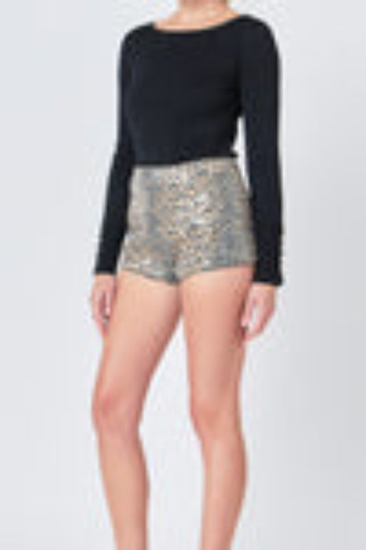 Lurex Buttoned Long Sleeve Top