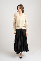 Black Crinkle Maxi Skirt