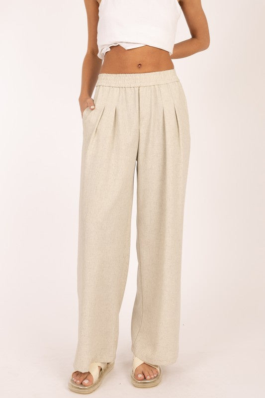 Pleated Wide-Leg Pants
