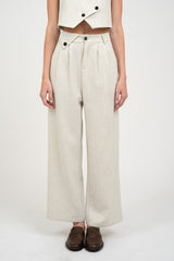 EFR Pleat W/ Side-Detailed Wide-Leg Pants
