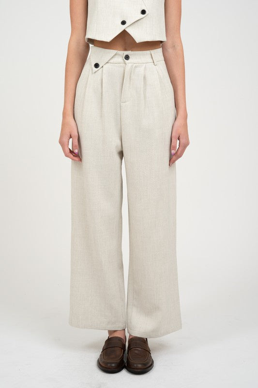 EFR Pleat W/ Side-Detailed Wide-Leg Pants