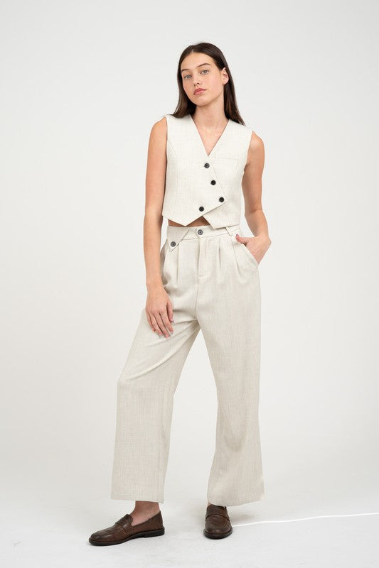 EFR Pleat W/ Side-Detailed Wide-Leg Pants