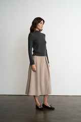 Pleated Belted Midi Skirt