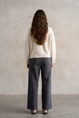 Charcoal Wide-Leg Knit Pants