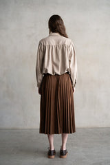 Brown Pleated Midi Skirt