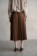 Brown Pleated Midi Skirt