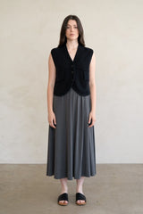 Charcoal Jersey Midi Skirt
