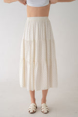 Tiered Micro Dot Midi Skirt