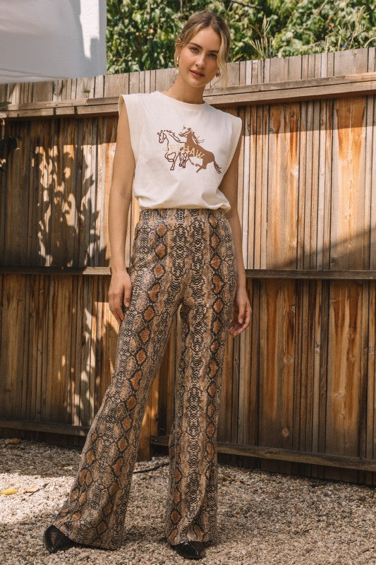 Sequin Python Flared Pants