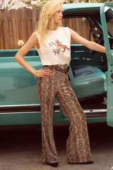 Sequin Python Flared Pants